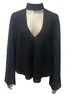 Blusa Top Show me Your Mumu Olsen Chifón Negra Manga Campana Gargantilla Cuello en V XS - Imagen 1 de 9