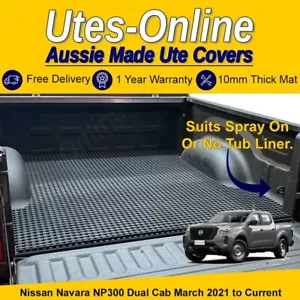 Heavy Duty Perforated Rubber Ute Mat For Nissan Navara Np300 Dual Cab Mar21-Curr - Picture 1 of 3