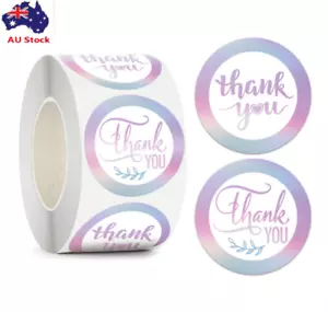 Stickers 50pcs Thank you Silver Holographic Shiny Purple LARGE SIZE 3.8cm - 1.5" - Picture 1 of 3