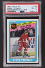 1984 O-Pee-Chee   Steve Yzerman   Rookie Scoring Leader   # 385  PSA 8