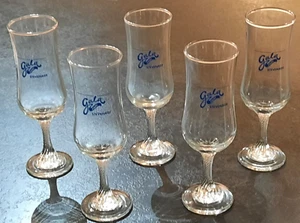 Set Of Five Vintage Glasses Gala Club Stevenage With Twisted Stem 6.75” Appox - Picture 1 of 6