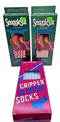 Lote de 3 pares de calcetines deportivos vintage Snugglesox Snuggle Sox Gripper NUEVO para mujer Foto 1 de 4