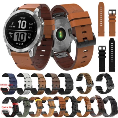 Leder Armband für Garmin Fenix 7 7X Solar 6 6X Pro 5 5X 3HR Epix2 Band Quick Fit - Bild 1 von 4