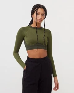 New Adidas x Ivy Park Crop Top Women's Small UK8-10 HH9362 Wild Pine Green black - Picture 1 of 7