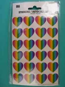 RAINBOW HEART STICKERS Sealed Pack (4) Sheets - Picture 1 of 2