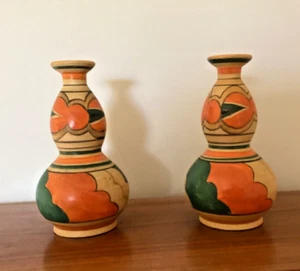 fabulous pair of Art Deco vases, unmarked but likely to be Arcadian Arabian Ware - Picture 1 of 14