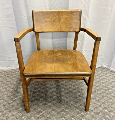 Vintage WOOD OFFICE CHAIR banker desk Arm lawyer mid century modern thonet mcm - Image 1 of 4