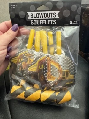Construction Zone Blowouts 8 Pack Boy Truck Party Favor Gifts Decoration New!!! - Image 1 of 2