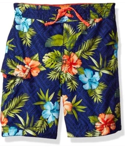 NWT BOYS Xl 18 Navy TOMMY BAHAMA HAWAIIAN BOARD SHORTS SWIM TRUNKS W/ LINER - Picture 1 of 2
