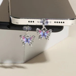 Butterfly Phone Dust Plug Hanging Ornament Mobile Pendant Decoration For Phone - Zdjęcie 1 z 11