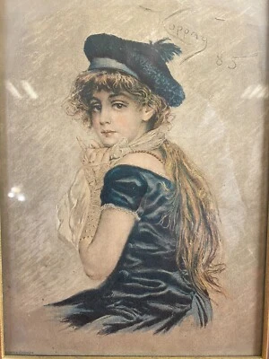 DRUCK NACH EINER ZEICHNUNG VON KOPAY PORTRAIT EINER JUNGEN DAME - Bild 1 von 4