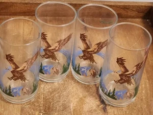 Vintage Set of 4 TIENSHAN 14oz 6" Eagle Drinking Glasses Tumblers NEW - Picture 1 of 4