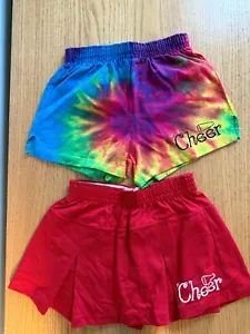 NEW Soffe Tie Dye Shorts & Red Skort Lot of 2 Cheer Youth Medium (10-12) - Picture 1 of 7