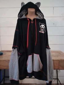 Hot Topic Skelanimals Kit The Cat Hoodie “Dead & Cuddly” Sz 6 3X ? Emo Kitty  - Picture 1 of 16