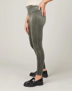 NUEVO CON ETIQUETAS SPANX Mujer Talla XS Verde Palma Oscuro Terciopelo Suave Alto Tirar de Leggings - Imagen 1 de 6