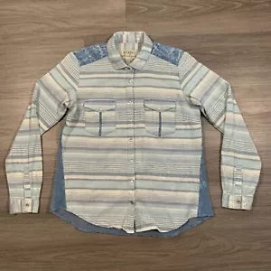 Ryan Michael Shirt Womens Small Snap Button Blue Cotton Lace Back Western - Picture 1 of 12