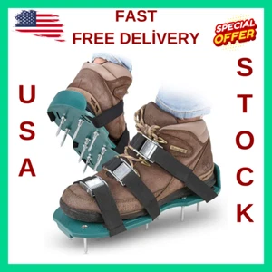 Lawn Aerator Shoes for Grass, Aerating Lawn Soil - 3 Adjustable Straps & Heavy D - Picture 1 of 24
