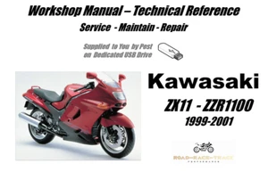Kawasaki ZX11 ZX 11 ZZR1100 ZZR 1100Service Repair Workshop Manual USB 1999-2001 - Picture 1 of 7