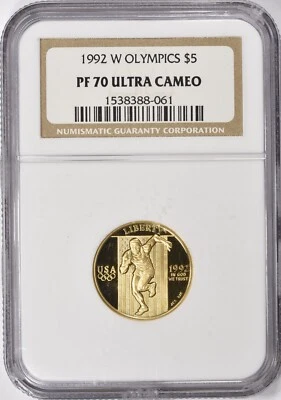 1992-W XXV Olympiad Gold $5 COMMEMORATIVE NGC PF70 Proof-70 UC - Image 1 of 3