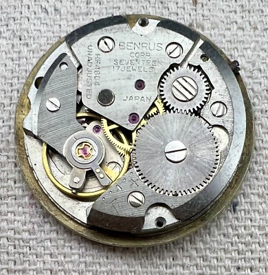 BENRUS HF-4B84 17J JAPANESE WATCH MOVEMENT WATCHMAKER Parts Repair Dial #X75 - Image 1 of 4