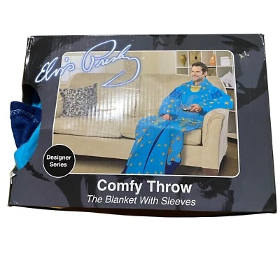 Elvis Presley Comfy Throw Blanket With Sleeves Blue Star Design 100% Polyester - Image 1 of 4