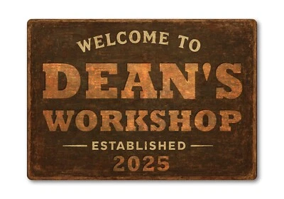 Personalised Workshop Sign METAL Plaque Home Shed Garage Man Cave Gift Rustic - Image 1 of 4
