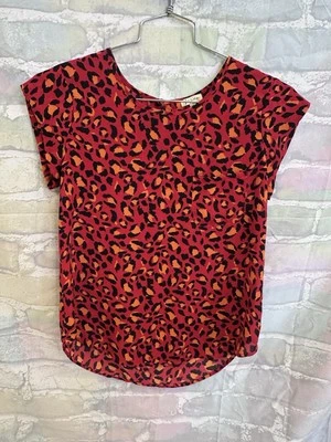 Blusa Top Camisa Lily Blanca Rojo Leopardo Para Mujer Pequeña Foto 1 de 4