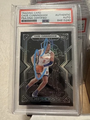 CADE CUNNINGHAM SIGNED 2021-22 PANINI OBSIDIAN ROOKIE PSA DNA AUTHENTIC AUTO NBA - Image 1 of 2