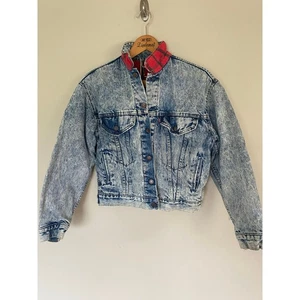 Chaqueta de camionero vintage años 80 EE. UU. Levi’s lavado ácido forrada de franela para hombre pequeña - Imagen 1 de 7