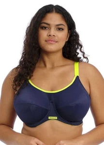 Elomi Energise Underwired Sports Bra, 38JJ, BNWT. Navy and Lime. - Picture 1 of 4