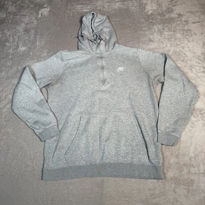 Sudadera con Capucha Nike Para Hombre Grande Gris 1/2 Cremallera Club Polar Pullover Swoosh Sudadera Foto 1 de 4