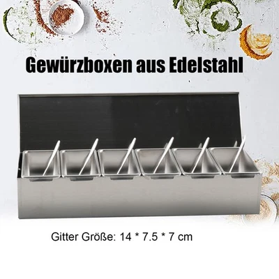 6X460ML Magnetic Pizza Topping Station Stainless Steel Seasoning Spice Box new - Image 1 of 4