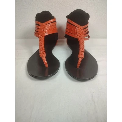 Elizabeth and James New Orange Braided Leather Flat Thong Sandals 8.5B No Box  - Image 1 of 4