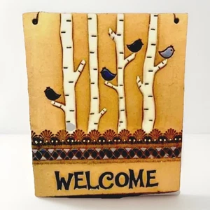 Marion Pollman Fliese Kunst Studio Südwesten Vintage Boho Retro Wanddekor 11,5" Willkommen - Bild 1 von 19