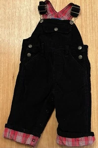 Bavaglino vintage Greendog nero in velluto a coste foderato in flanella rossa 6-9M vacanze Natale - Foto 1 di 4