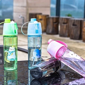 600ML Water Bottle With Straw Kids Drink Spray Cup Sports Mist Spray Cool Down - Picture 1 of 19