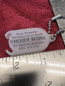 Llavero porta monedas vintage, Pennsauken (NJ) National Bank. Phone ME 8-4100! - Imagen 1 de 3