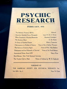 PSYCHIC RESEARCH February 1931 Vol. XXV No. 2 - Very Rare Paranormal Magazine - Foto 1 di 5