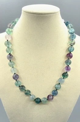 Multi Fluorite Gemstone Beaded 20 in Necklace with Strong Magnetic Clasp 108 g - Image 1 of 4
