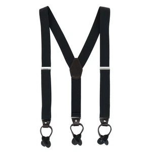 CTM Men's 1.375 Inch Wide Solid Color Y-Back Button-End Suspenders - Picture 1 of 31