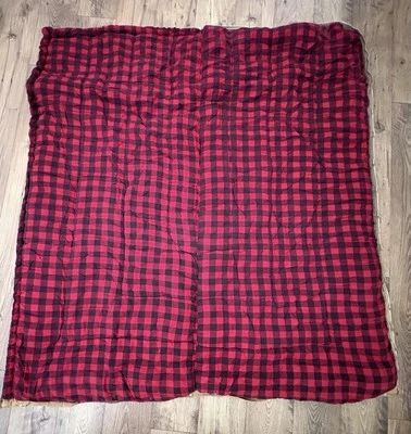 "Saco de dormir de lona forrado de franela a cuadros beige y rojo de alta resistencia 60""x66""" Foto 1 de 4