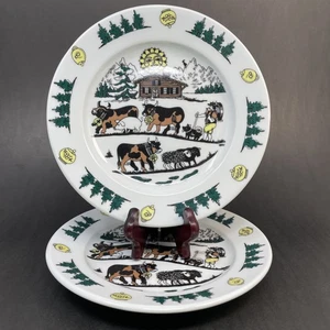 2 Suisse Lobia Life in the Alps by Langenthal 8 inch Salad Plates - Picture 1 of 12