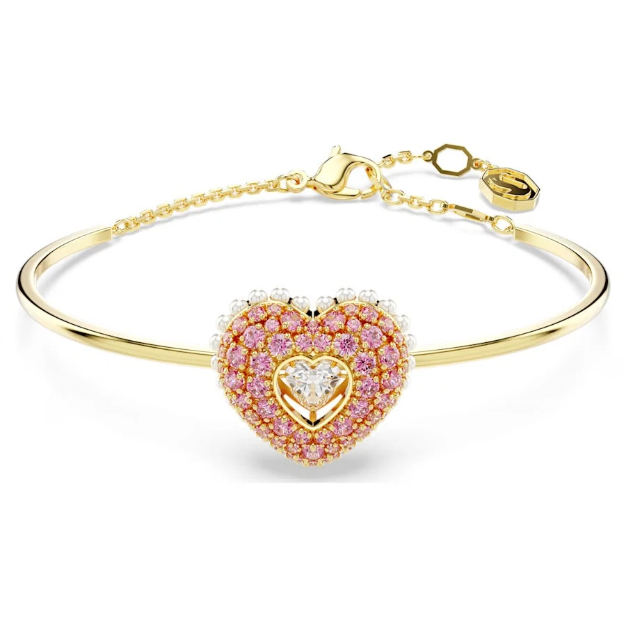 Swarovski Zirconia Idyllia Bangle Heart Pink Gold-Tone Plated 5687258