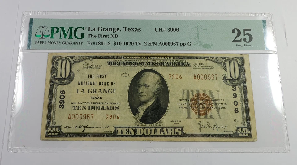 1929 PMG VF25 - La Grange Texas National Currency $20 Twenty Dollar Note #58069F - Image 1 of 3