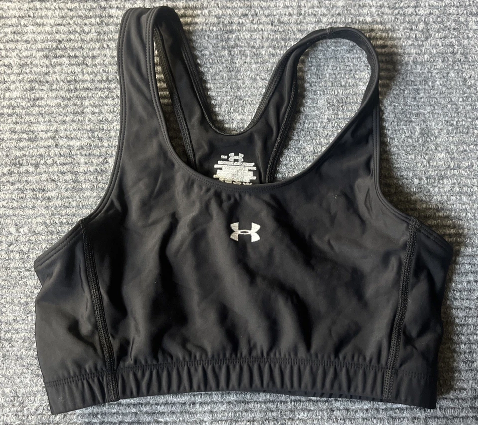 Under Armour Sports Bra Women Small Black Gym Yoga Running Sports - Image 1 of 4