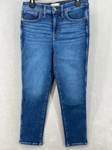 Pantalones de mezclilla Madewell para mujer talla 29P tiro alto Stovepipe azul lavado oscuro elásticos - Imagen 1 de 12