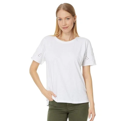 Mod-o-Doc T-Shirt Women's Medium White Embroidered Short Sleeve Crew Neck TLW424 - Image 1 of 4