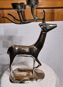 Vintage Silber Hirsch Teelicht Kerzenhalter Rentier Weihnachten Herzstück 14" - Bild 1 von 11