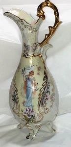 Prov Saxe E S Germany Porzellan Portrait Vase 11 3/4" um 1902 - Bild 1 von 7