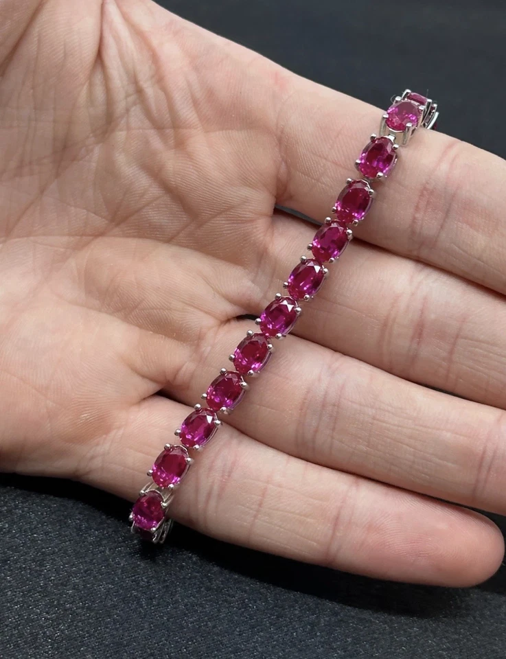 复古纯银和红宝石网球手链 — 第 1/2 张图片